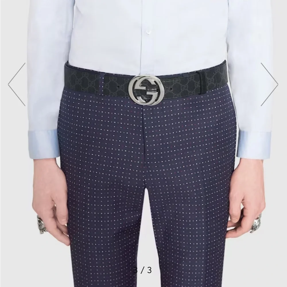🔥Gucci Supreme Black Belt with Gold Interlocking GG Buckle. Size M-36🔥 - Picture 3 of 9